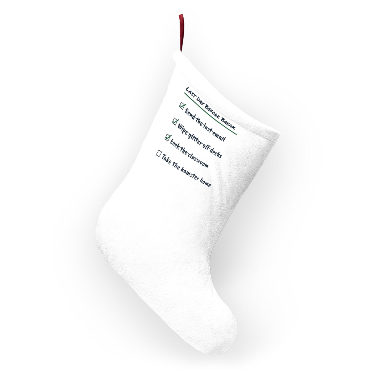 Funny Christmas Teacher Christmas Stocking Last Day Before Break Hamster