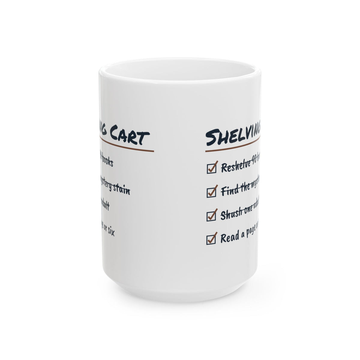 Funny Librarian Coffee Mug Shelving Cart Checklist For Librarians