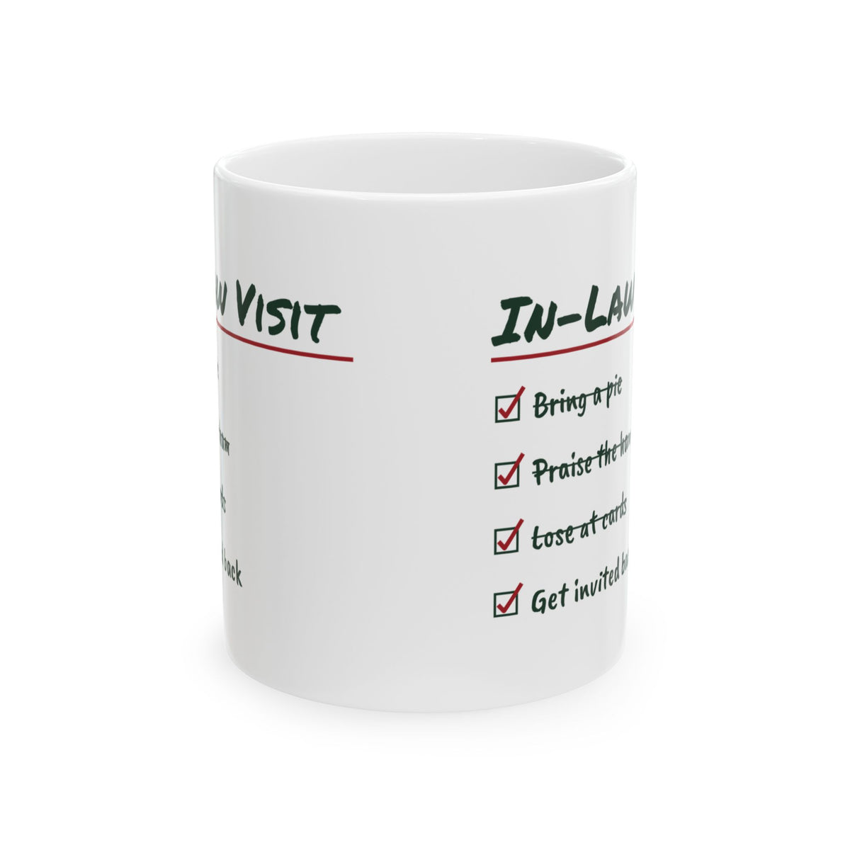 Funny Christmas Coffee Mug In-Law Visit Get Invited Back For In-Laws