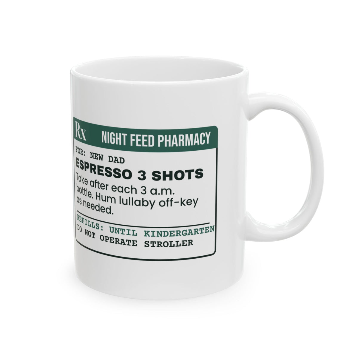 Funny New Dad Coffee Mug Espresso Three Shots Prescription For New Dads