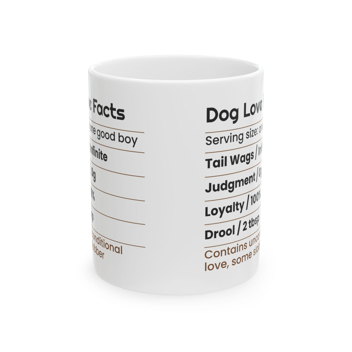 Funny Dog Valentine Coffee Mug Nutrition Facts Label For Dog Lovers