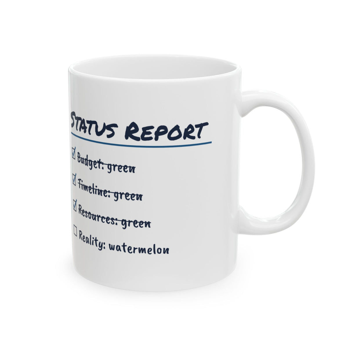 Funny Project Manager Coffee Mug Watermelon Status Report Checklist