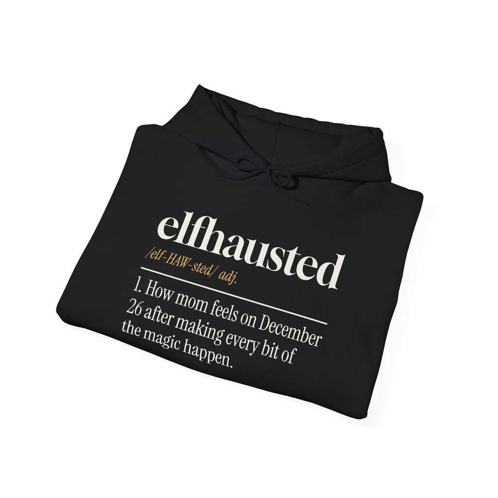 Funny Christmas Mom Hoodie Elfhausted Dictionary Definition