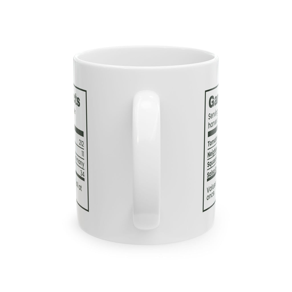 Funny Vegetable Garden Coffee Mug Garden Facts Nutrition Label