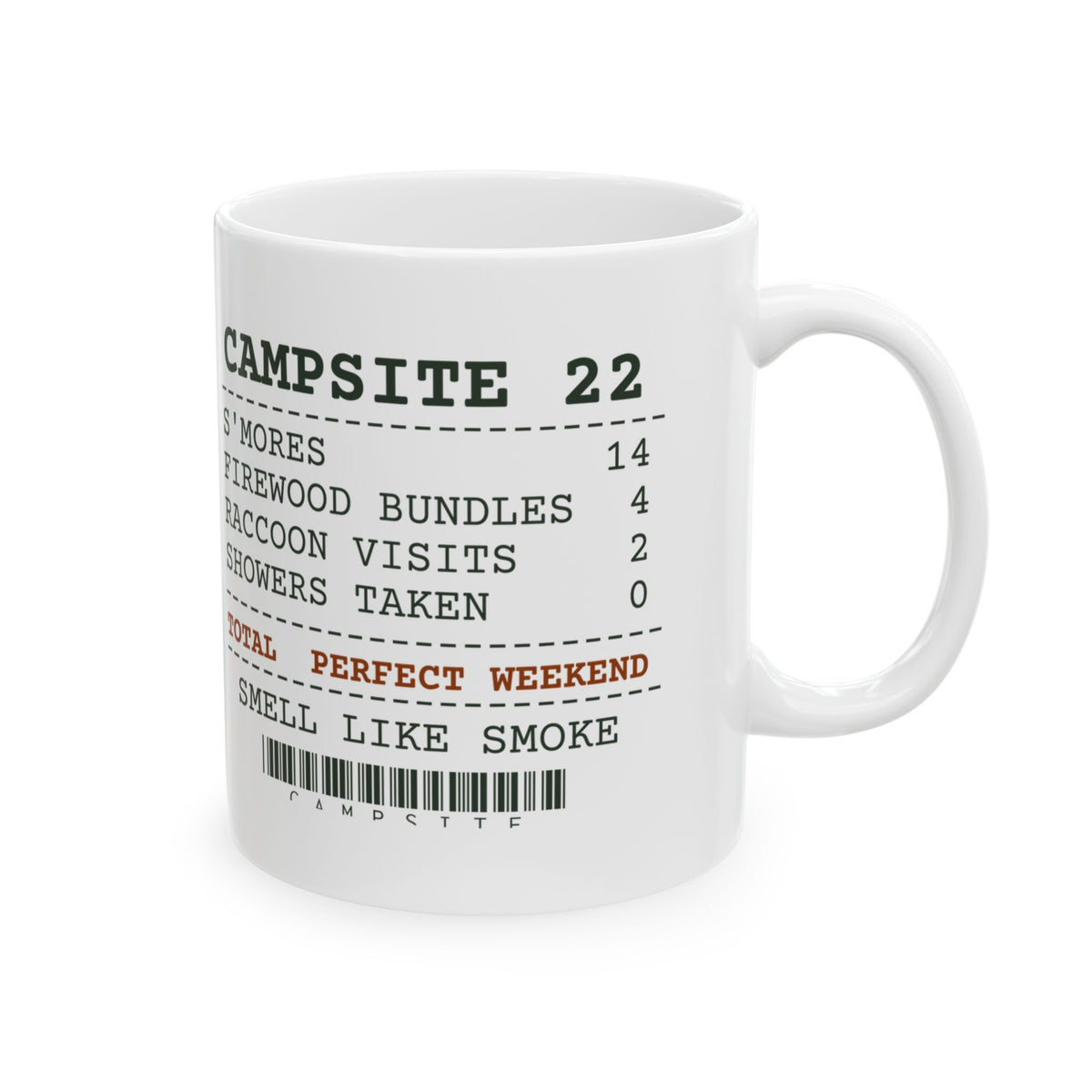 Funny Camping Coffee Mug Raccoon Visits 2 Showers Taken 0 Receipt