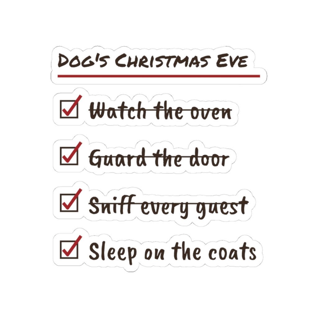 Funny Christmas Dog Sticker Dog's Christmas Eve Checklist