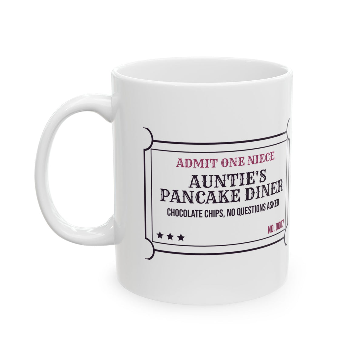 Funny Aunt Coffee Mug Auntie's Pancake Diner Ticket For Aunts