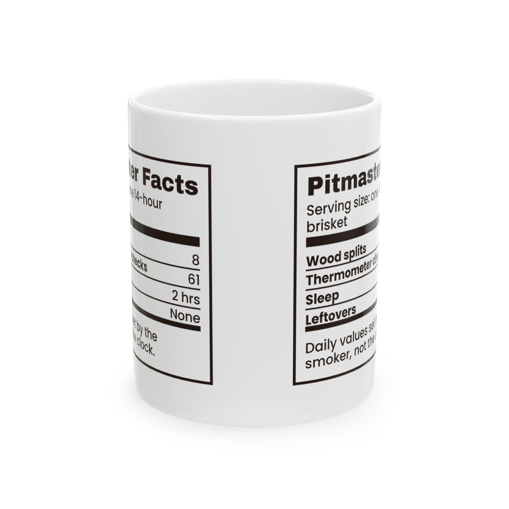 Funny BBQ Coffee Mug Pitmaster Facts Nutrition Label For Smoker Owners