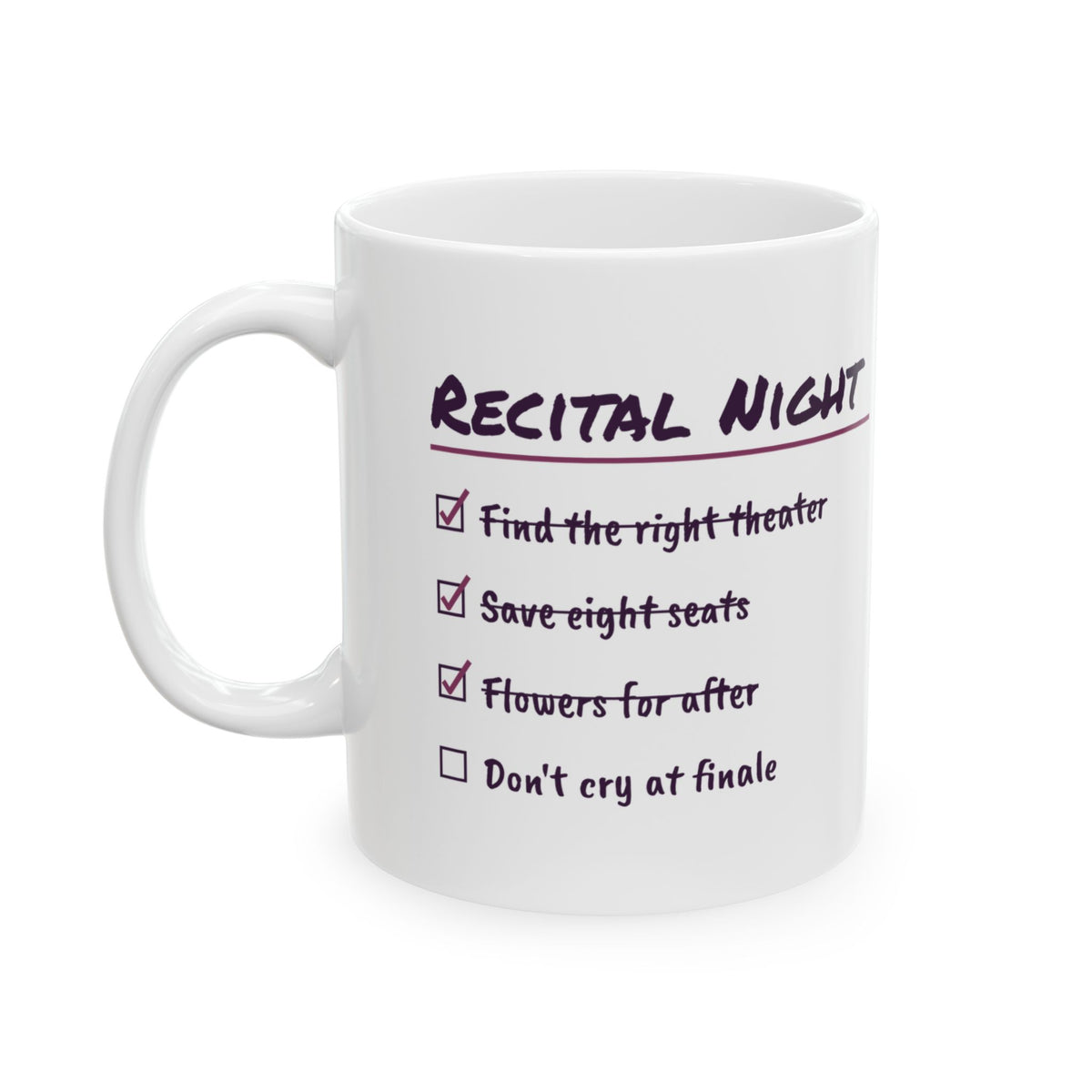 Funny Dance Mom Coffee Mug Recital Night Checklist For Dance Moms