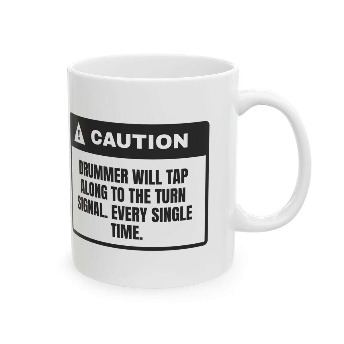 Funny Drummer Coffee Mug Taps Along To The Turn Signal