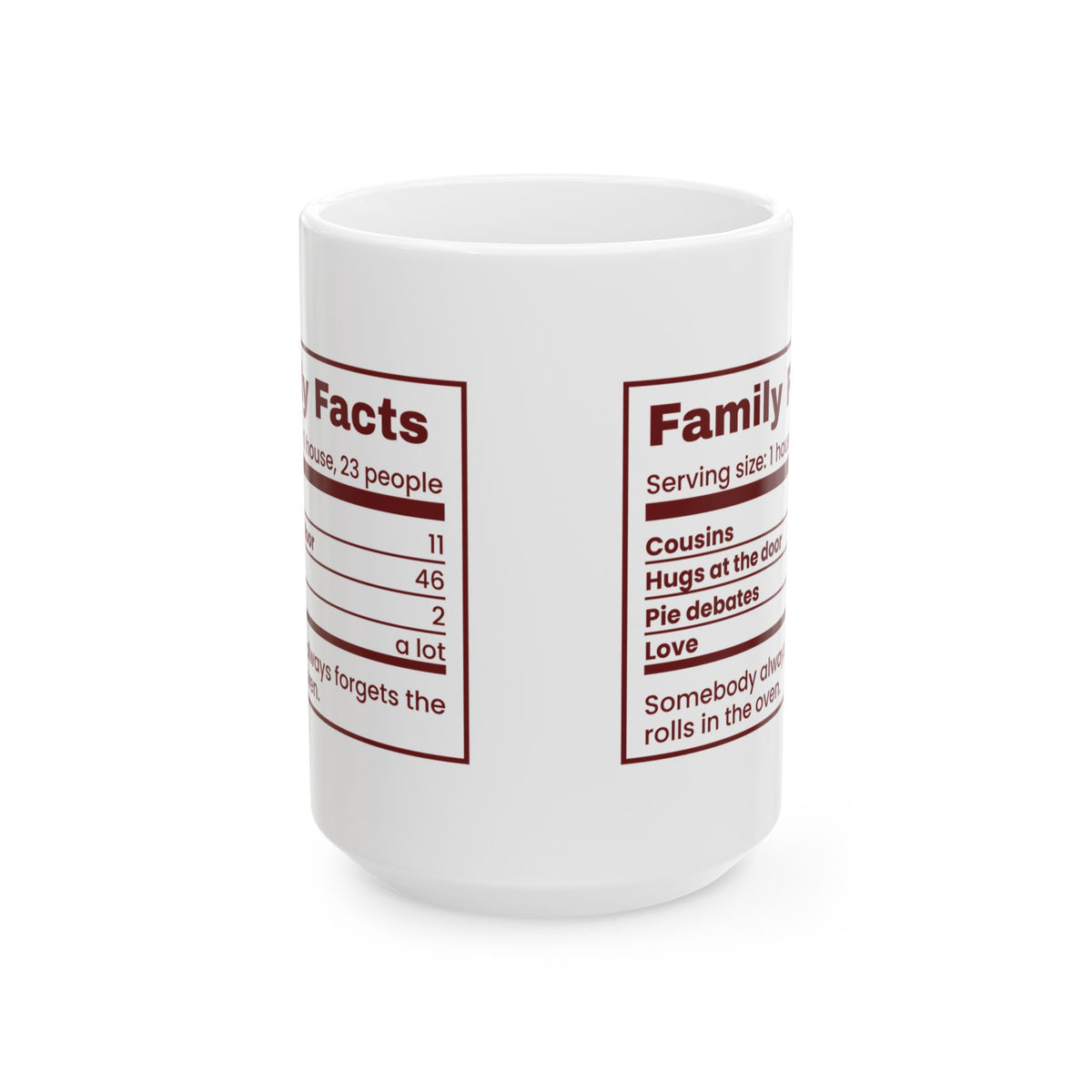 Funny Christmas Family Coffee Mug Family Facts Nutrition Label