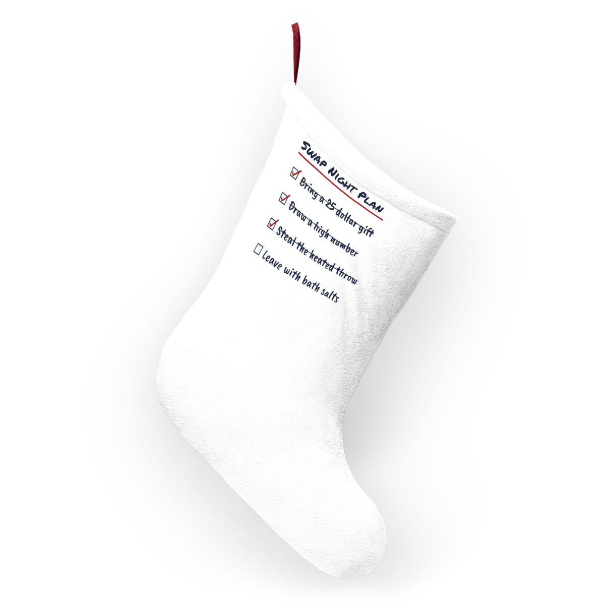 Funny White Elephant Christmas Stocking Swap Night Plan Checklist