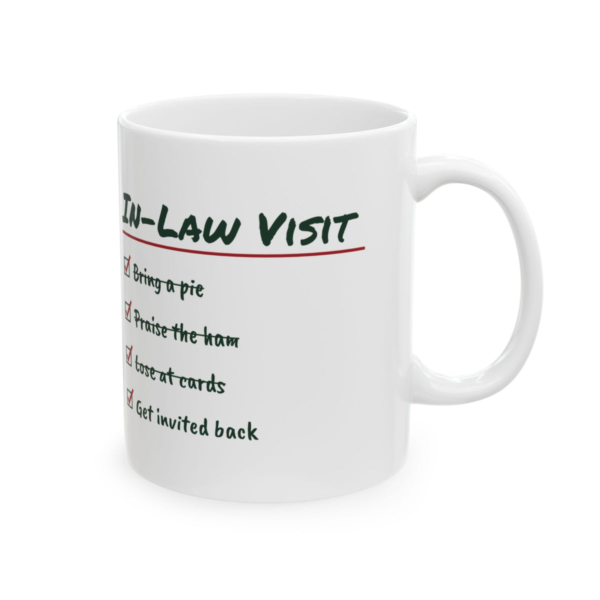 Funny Christmas Coffee Mug In-Law Visit Get Invited Back For In-Laws