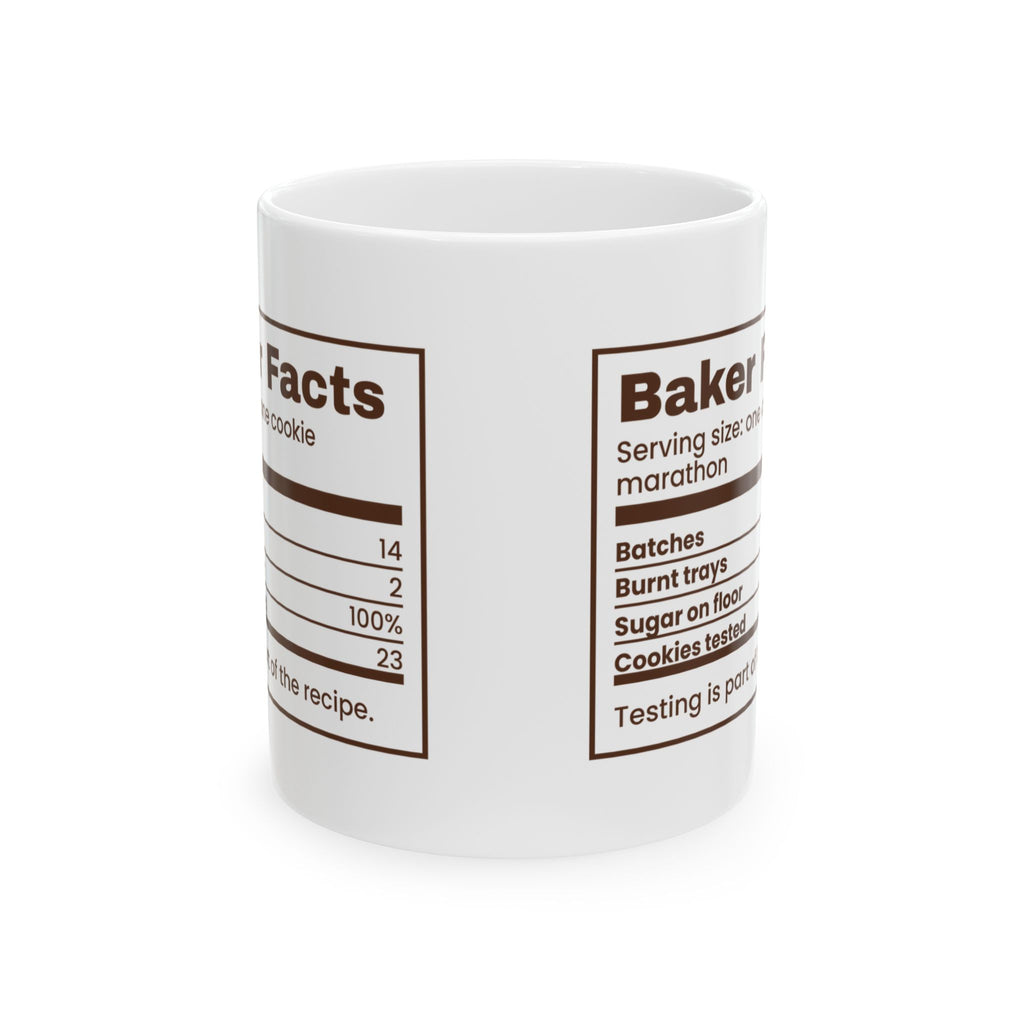 Funny Christmas Coffee Mug Baker Facts Cookies Tested Nutrition Label