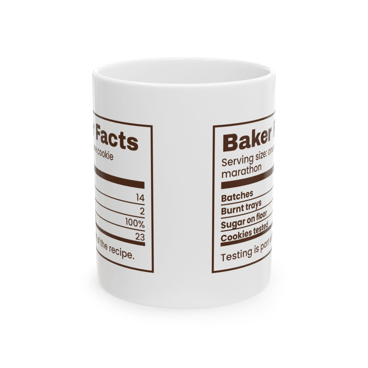 Funny Christmas Coffee Mug Baker Facts Cookies Tested Nutrition Label