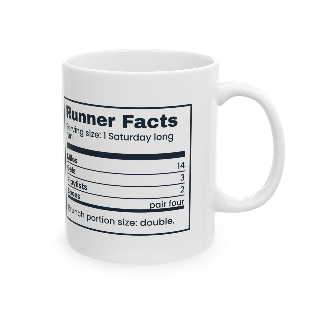 Funny Runner Coffee Mug Runner Facts Nutrition Label