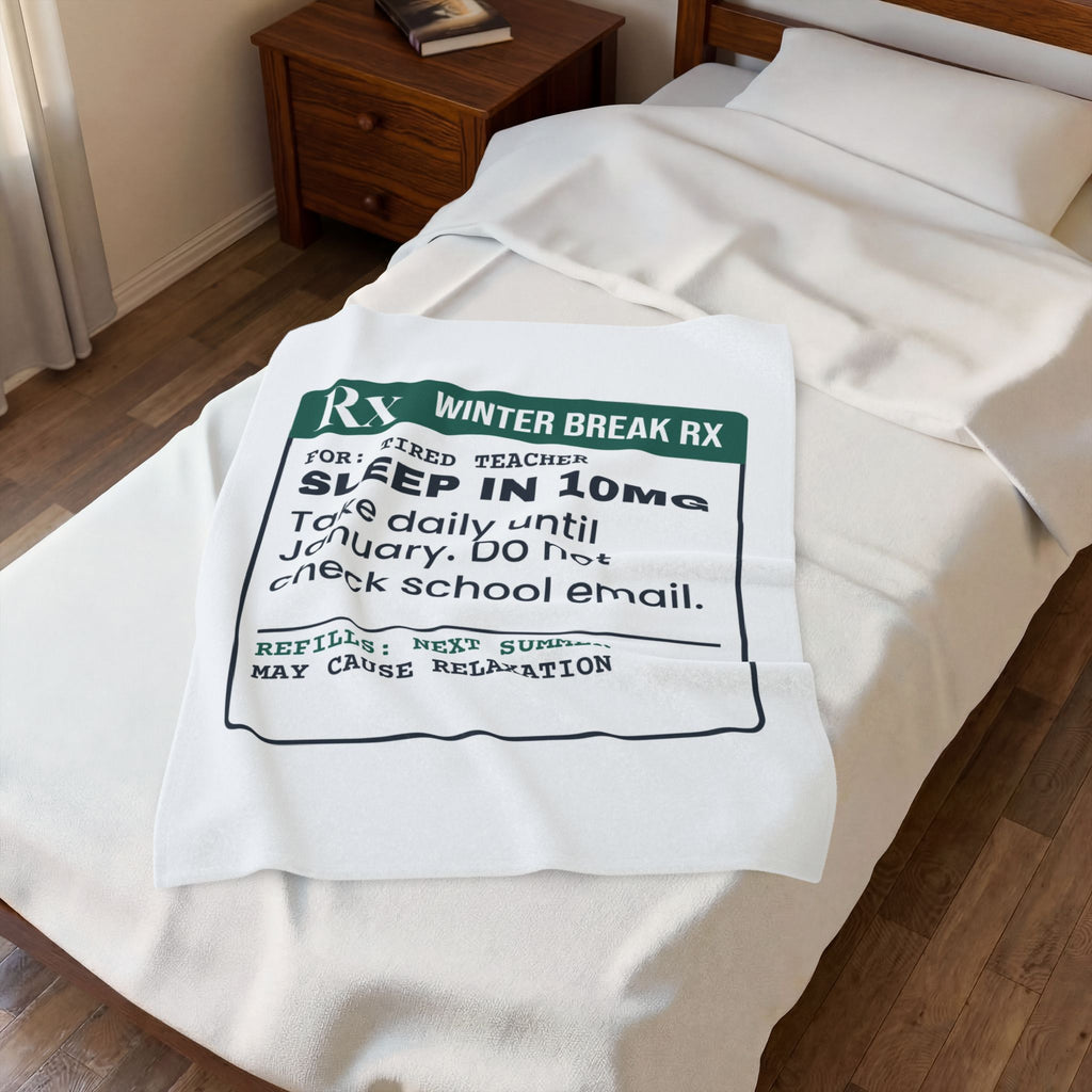 Funny Teacher Christmas Throw Blanket Sleep In 10mg Prescription Label