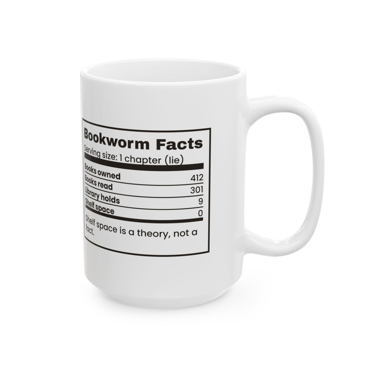 Funny Book Lover Coffee Mug Bookworm Facts Library Holds 9