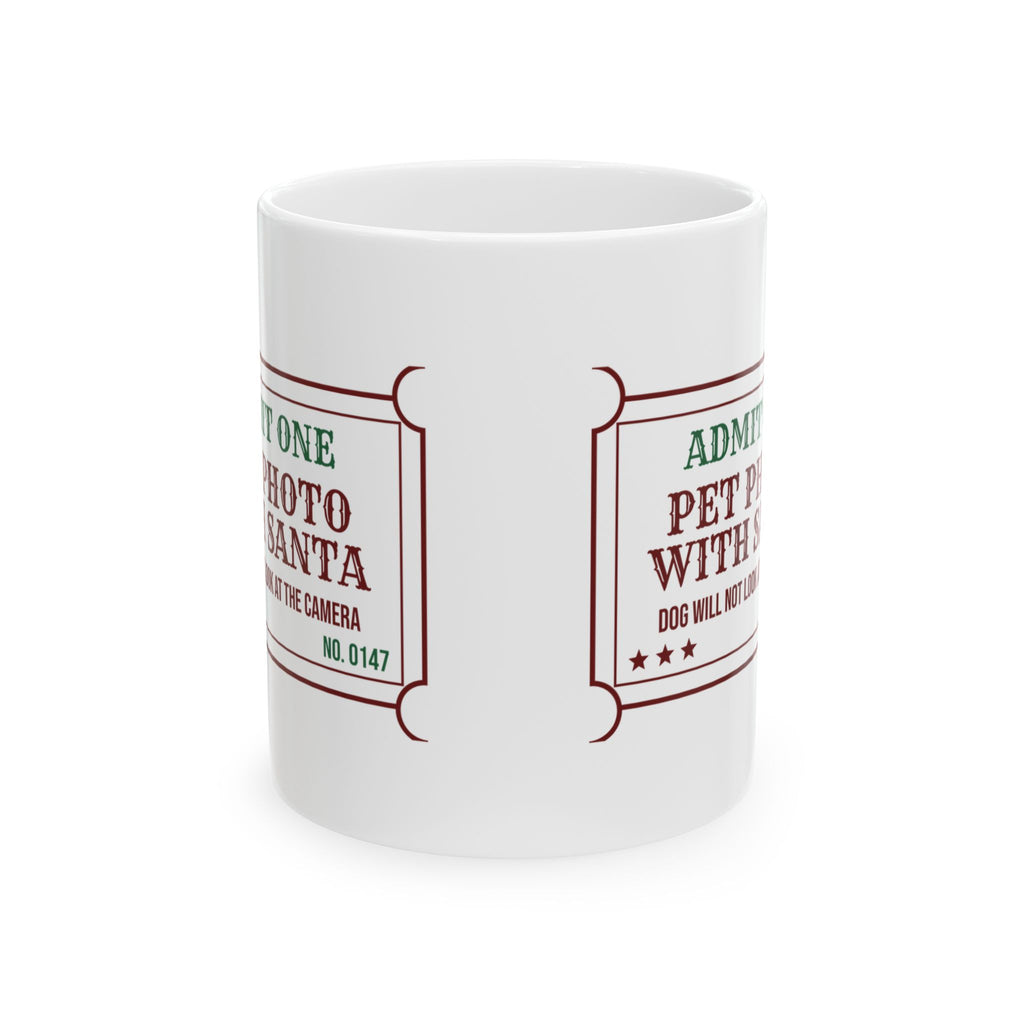 Funny Christmas Dog Coffee Mug Photo With Santa Dog Looked Away