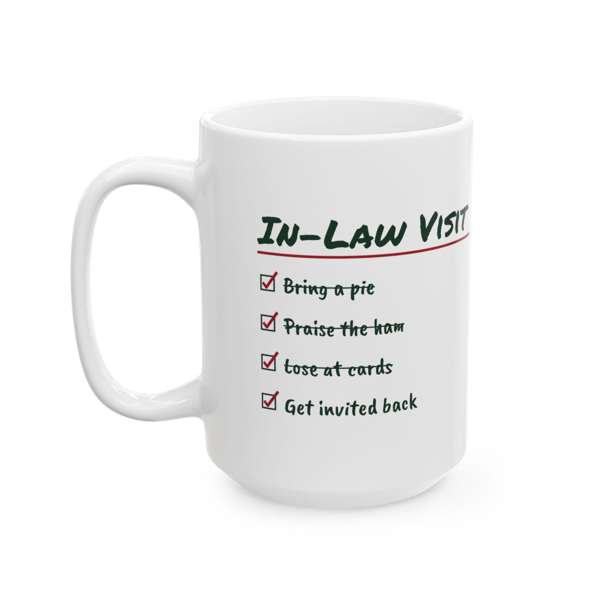 Funny Christmas Coffee Mug In-Law Visit Get Invited Back For In-Laws