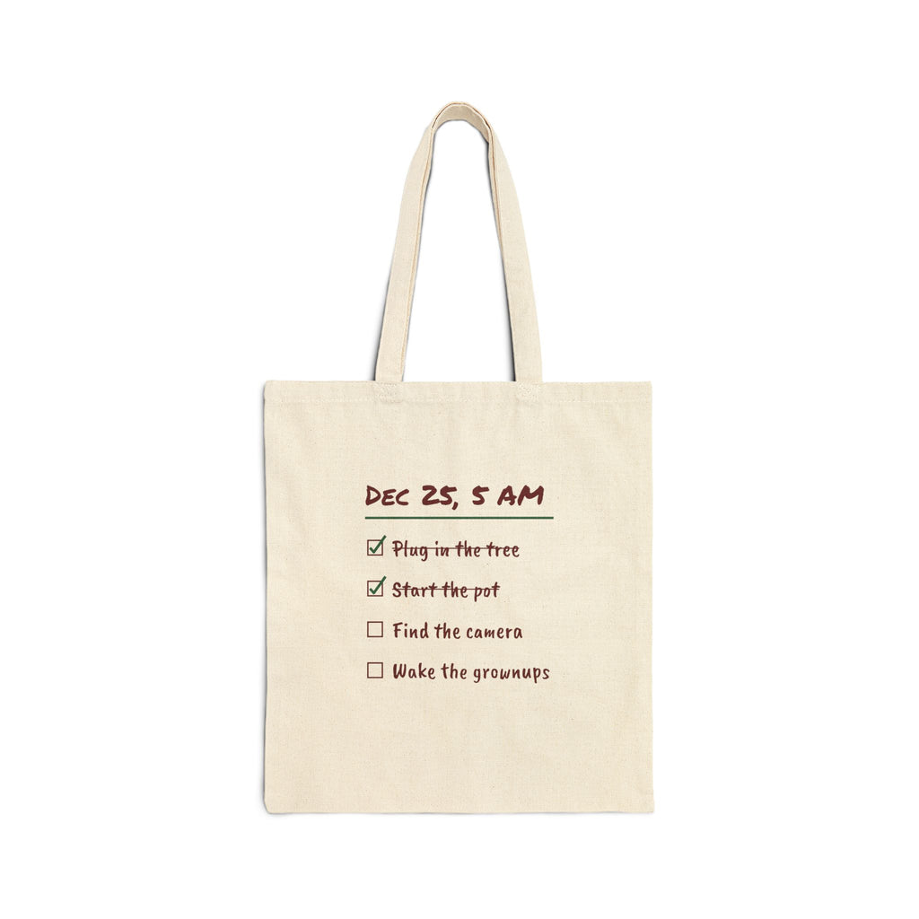 Funny Christmas Tote Bag Plug In The Tree Start The Pot Checklist