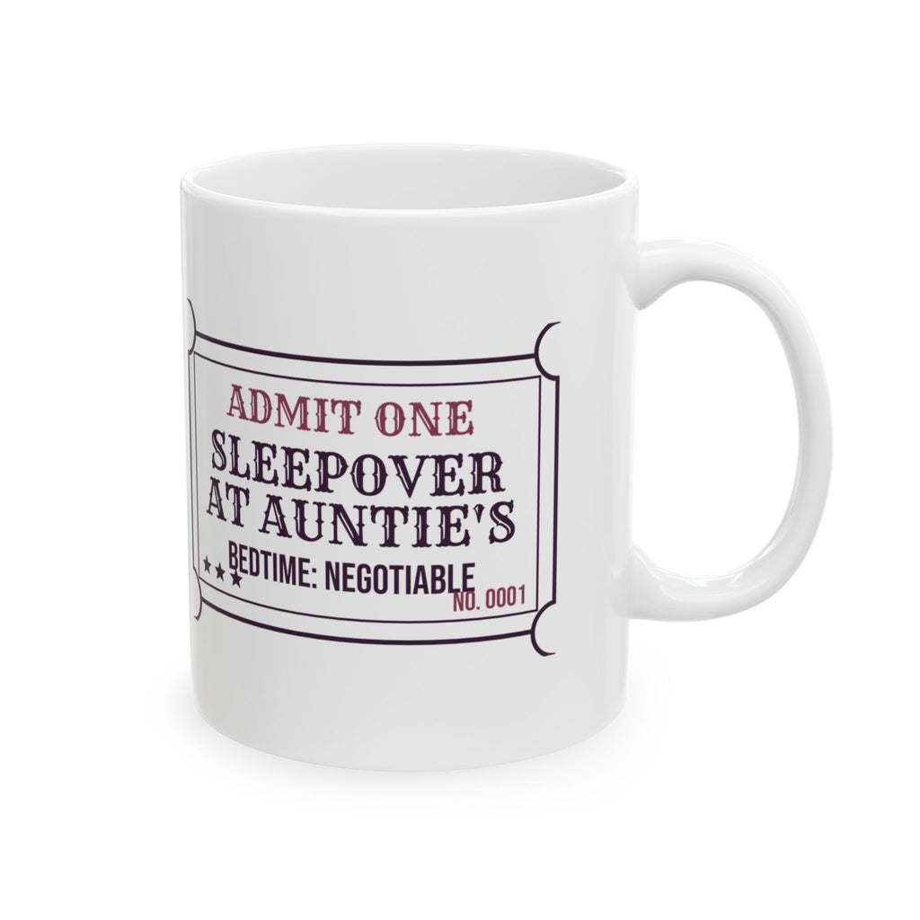Auntie Coffee Mug Sleepover Ticket Bedtime Negotiable For Aunts
