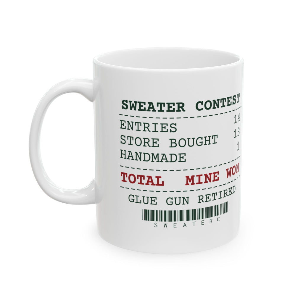 Funny Ugly Sweater Contest Coffee Mug Thirteen Store Bought One Handmade