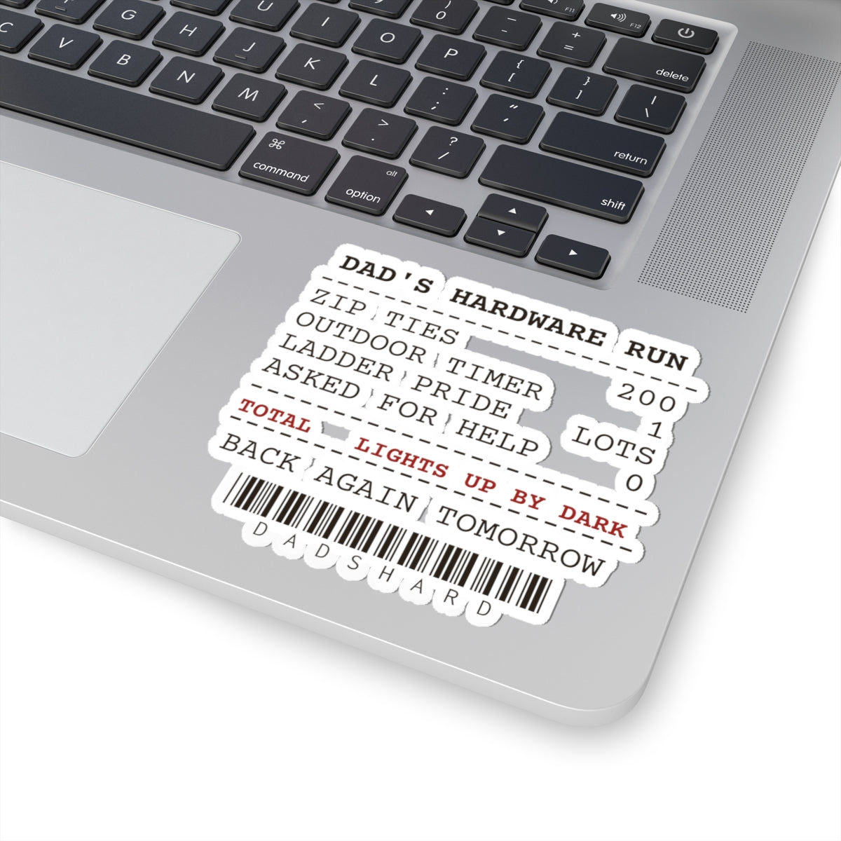 Funny Christmas Sticker Dad's Hardware Run Receipt For Dads