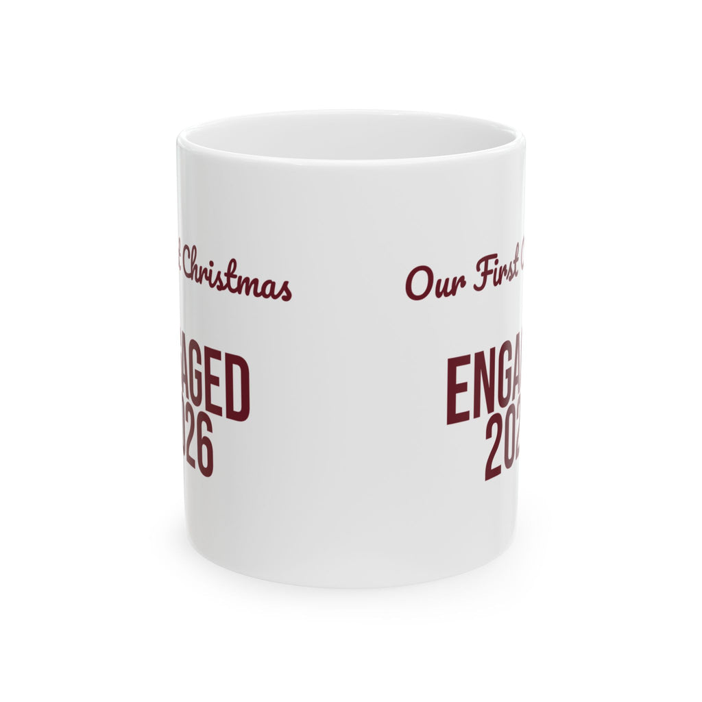 Our First Christmas Engaged 2026 Coffee Mug For Engaged Couples