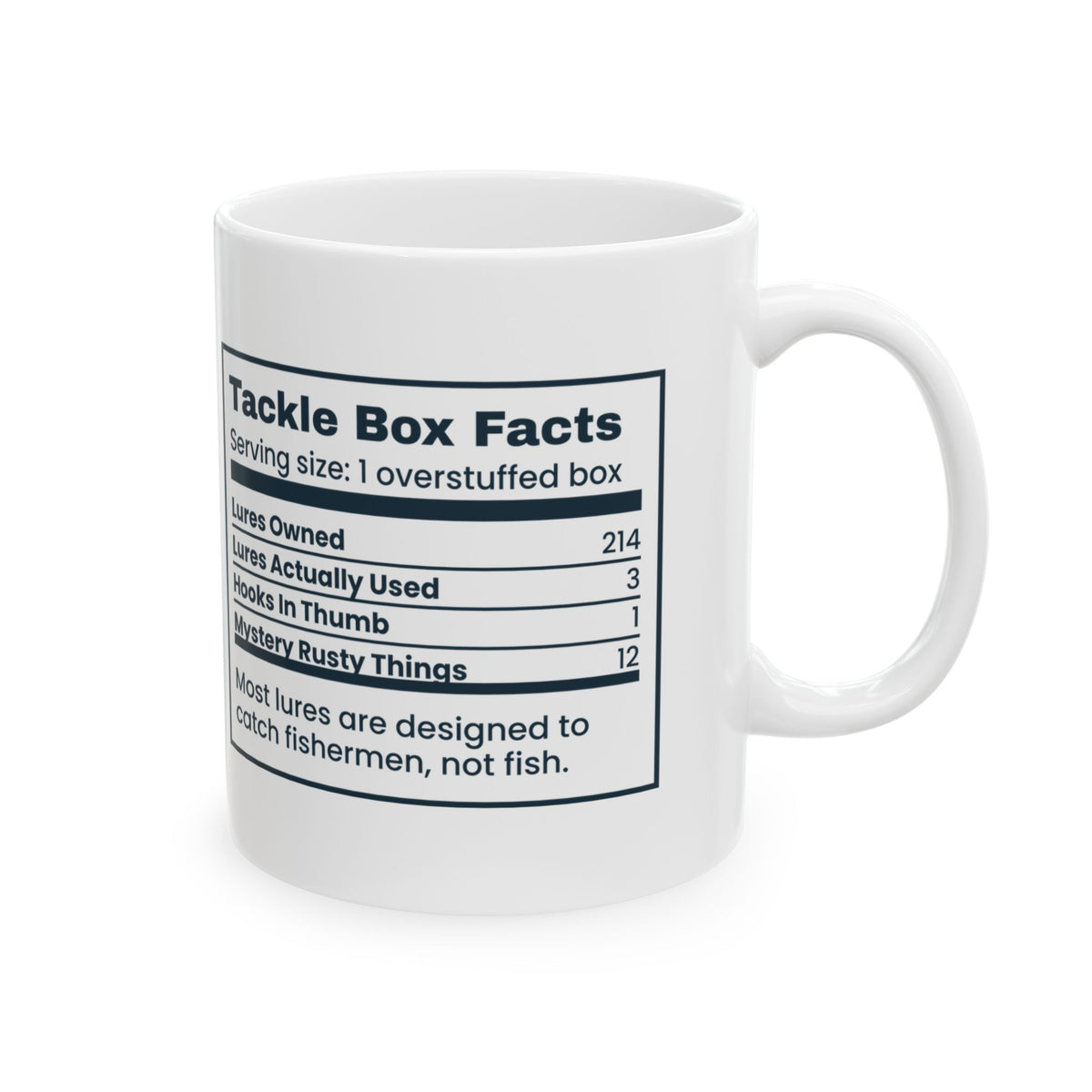 Funny Fishing Coffee Mug Tackle Box Facts Nutrition Label For Him