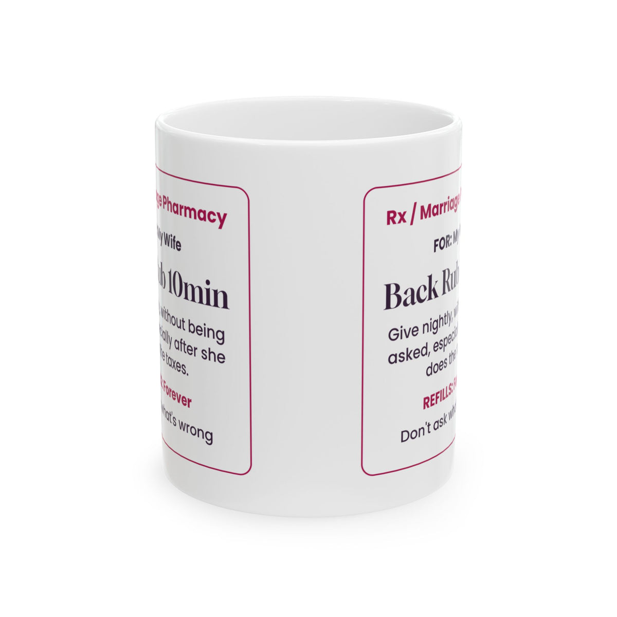 Funny Wife Coffee Mug Back Rub Prescription