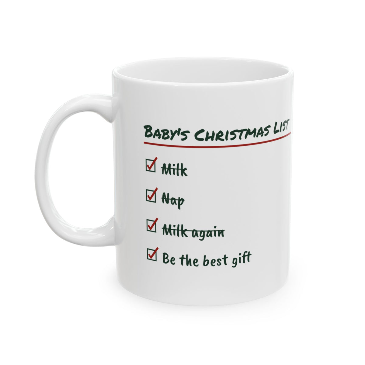 Baby's First Christmas Coffee Mug Baby's Christmas List For New Parents