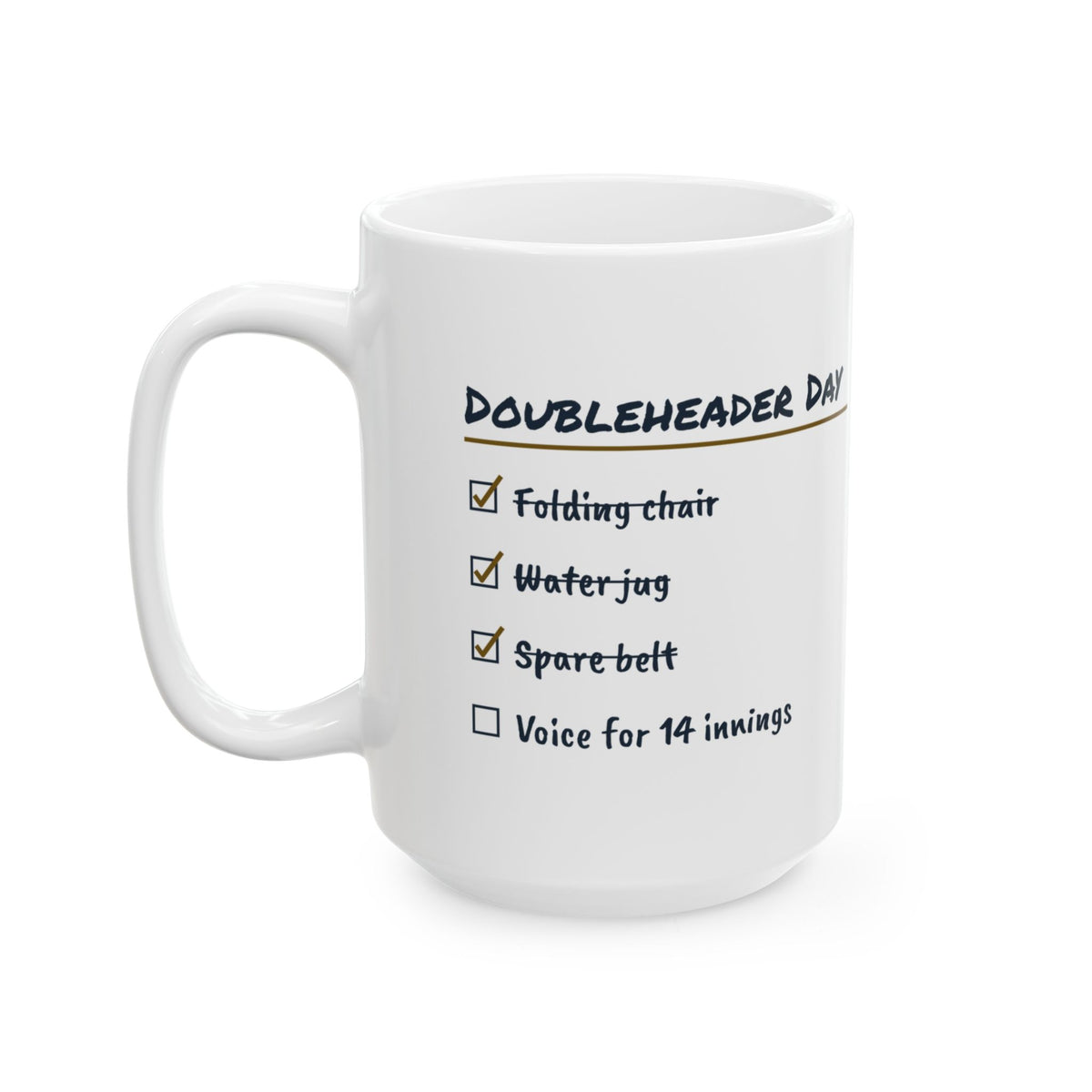 Funny Baseball Mom Coffee Mug Doubleheader Day Checklist