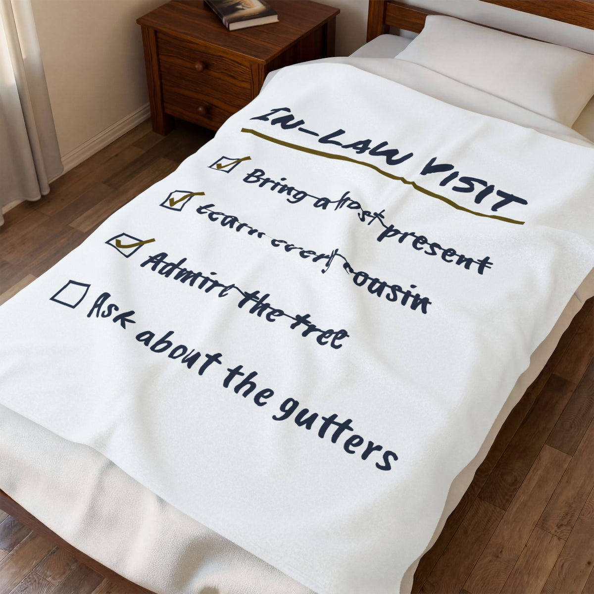 Funny Christmas Throw Blanket In-Law Visit Checklist Ask About The Gutters