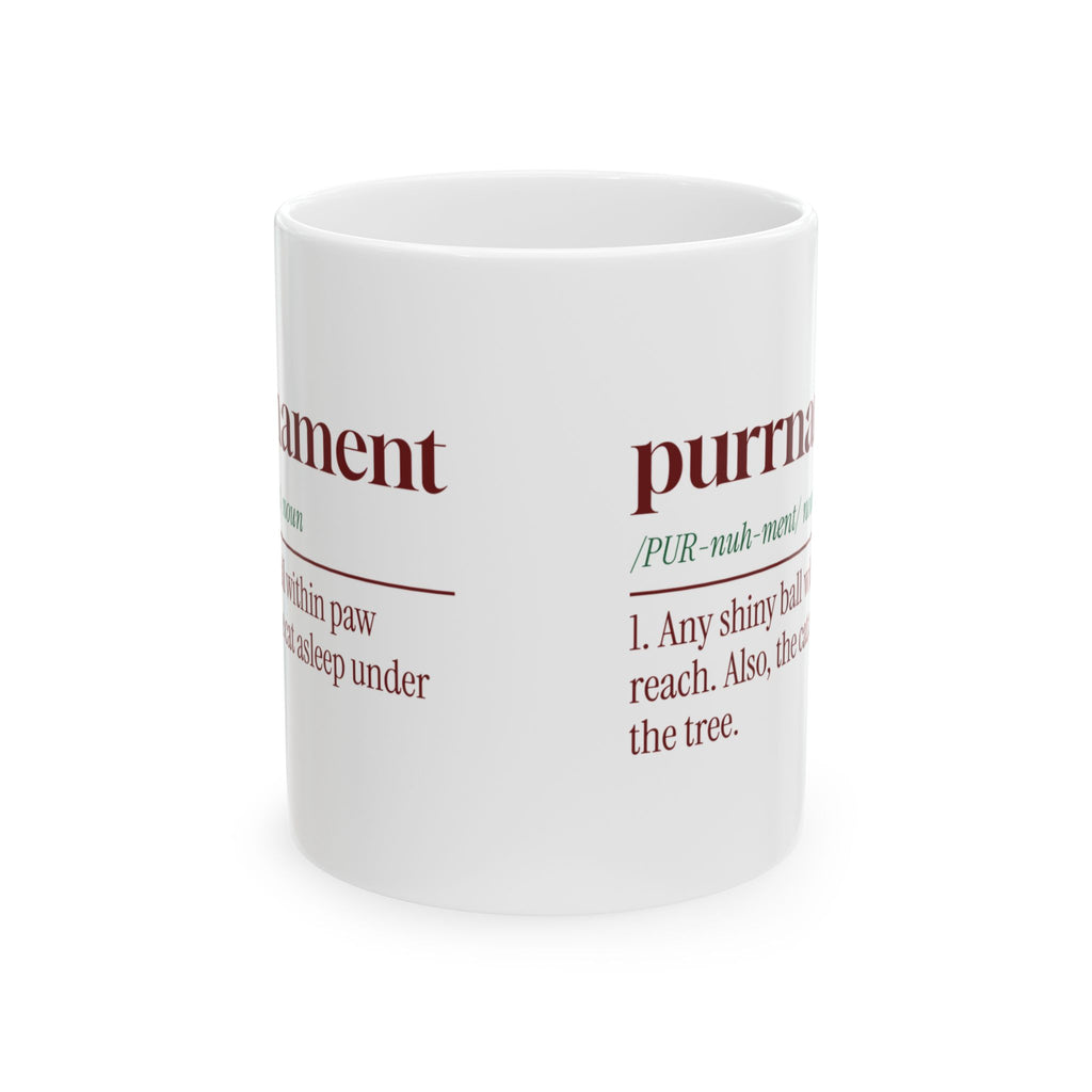 Funny Christmas Cat Coffee Mug Purrnament Dictionary Definition