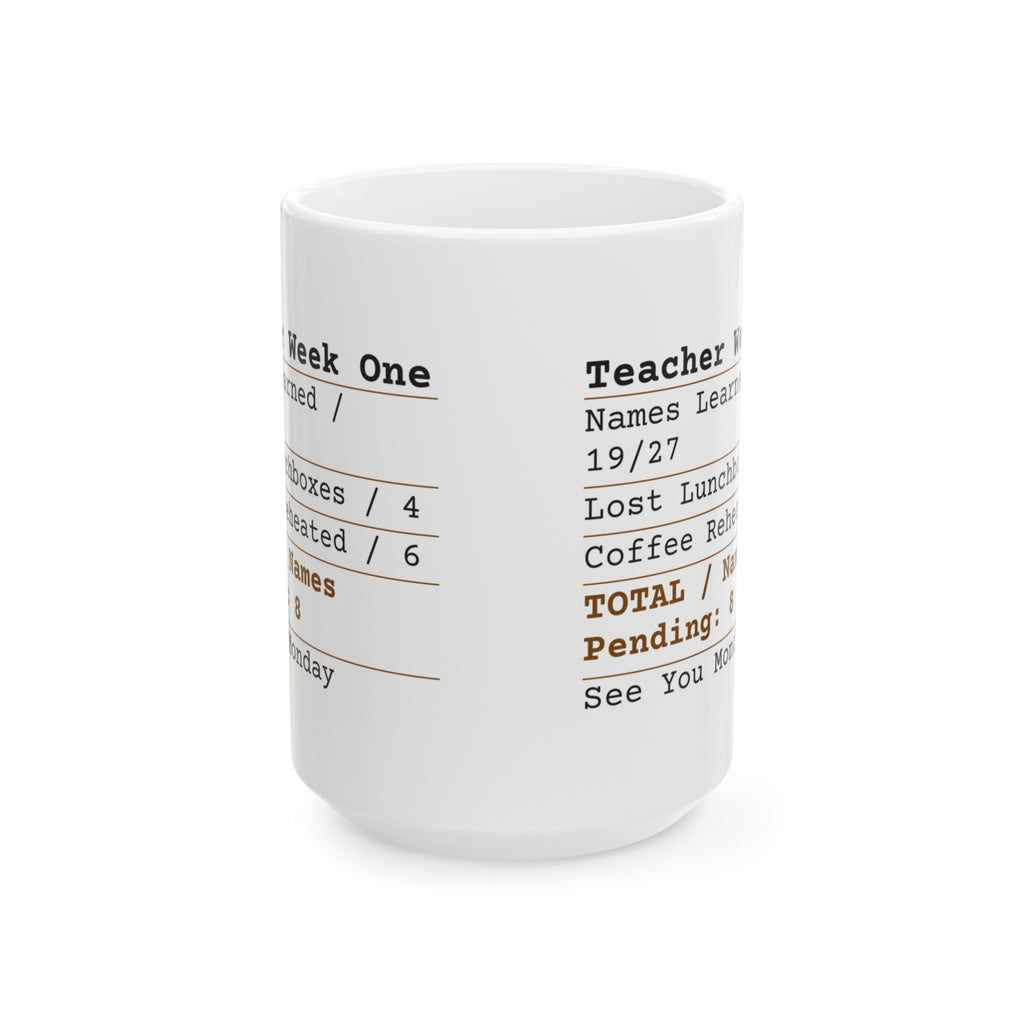 Funny Teacher Coffee Mug Week One Receipt Names Pending For Teachers