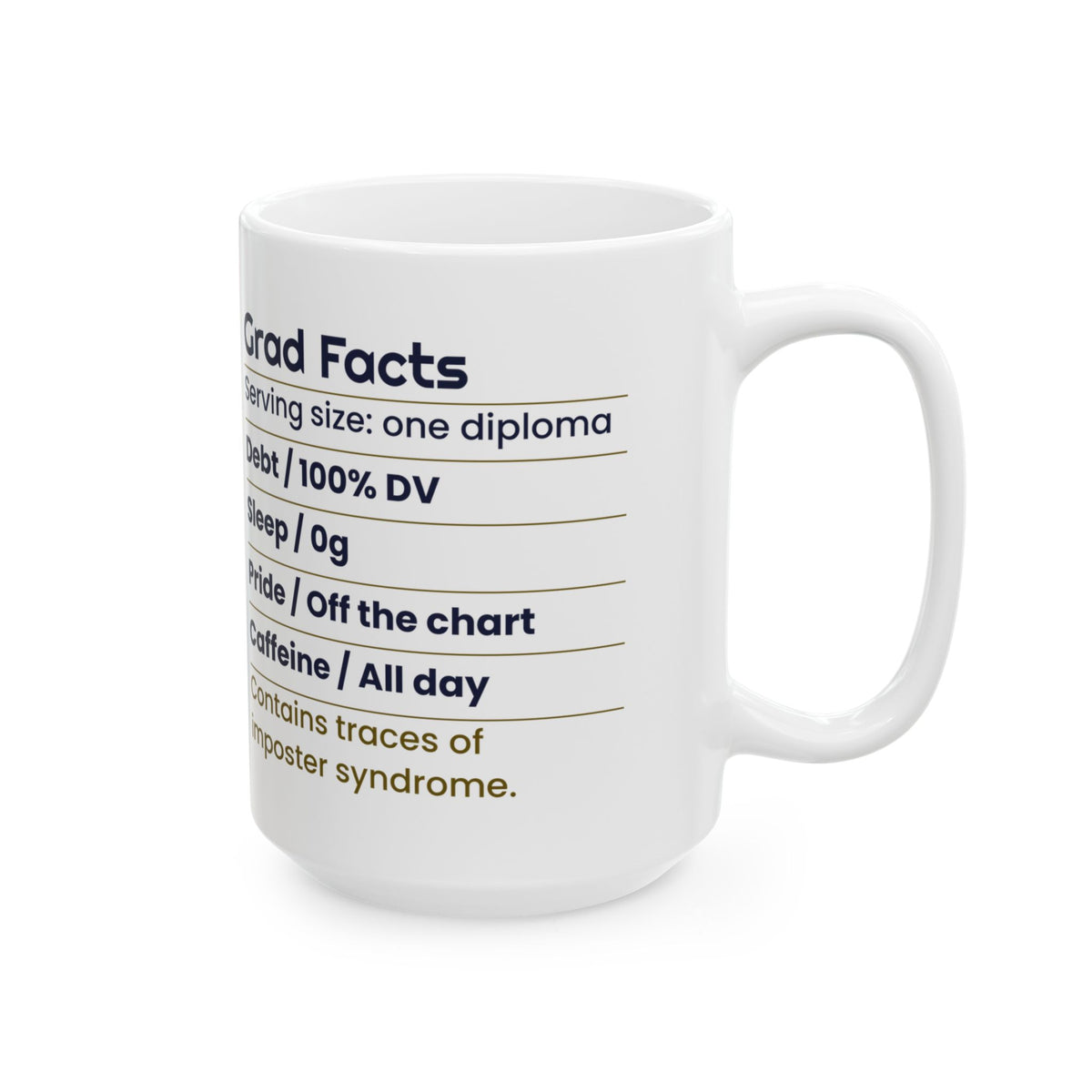 Funny Graduate Coffee Mug Nutrition Facts Label For College Grads