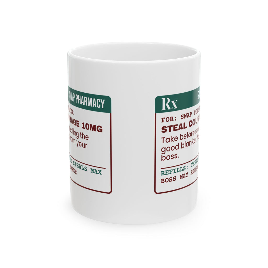 Funny White Elephant Coffee Mug Steal Courage Prescription Office Swap