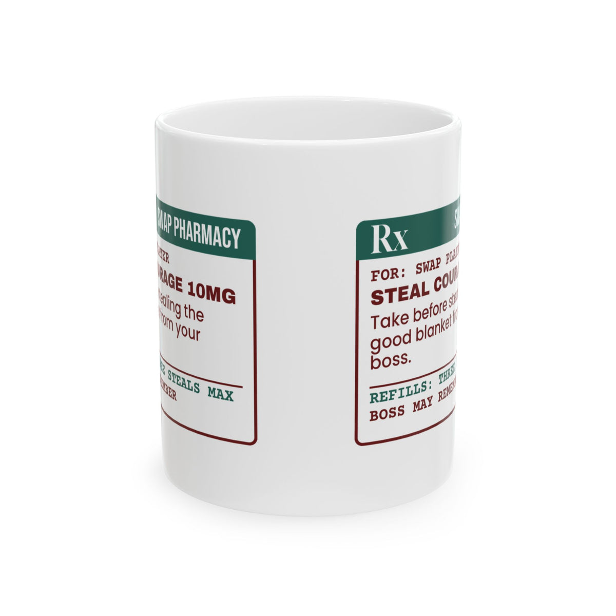 Funny White Elephant Coffee Mug Steal Courage Prescription Office Swap