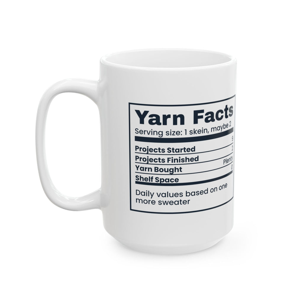 Funny Knitting Coffee Mug Yarn Facts Nutrition Label For Knitters