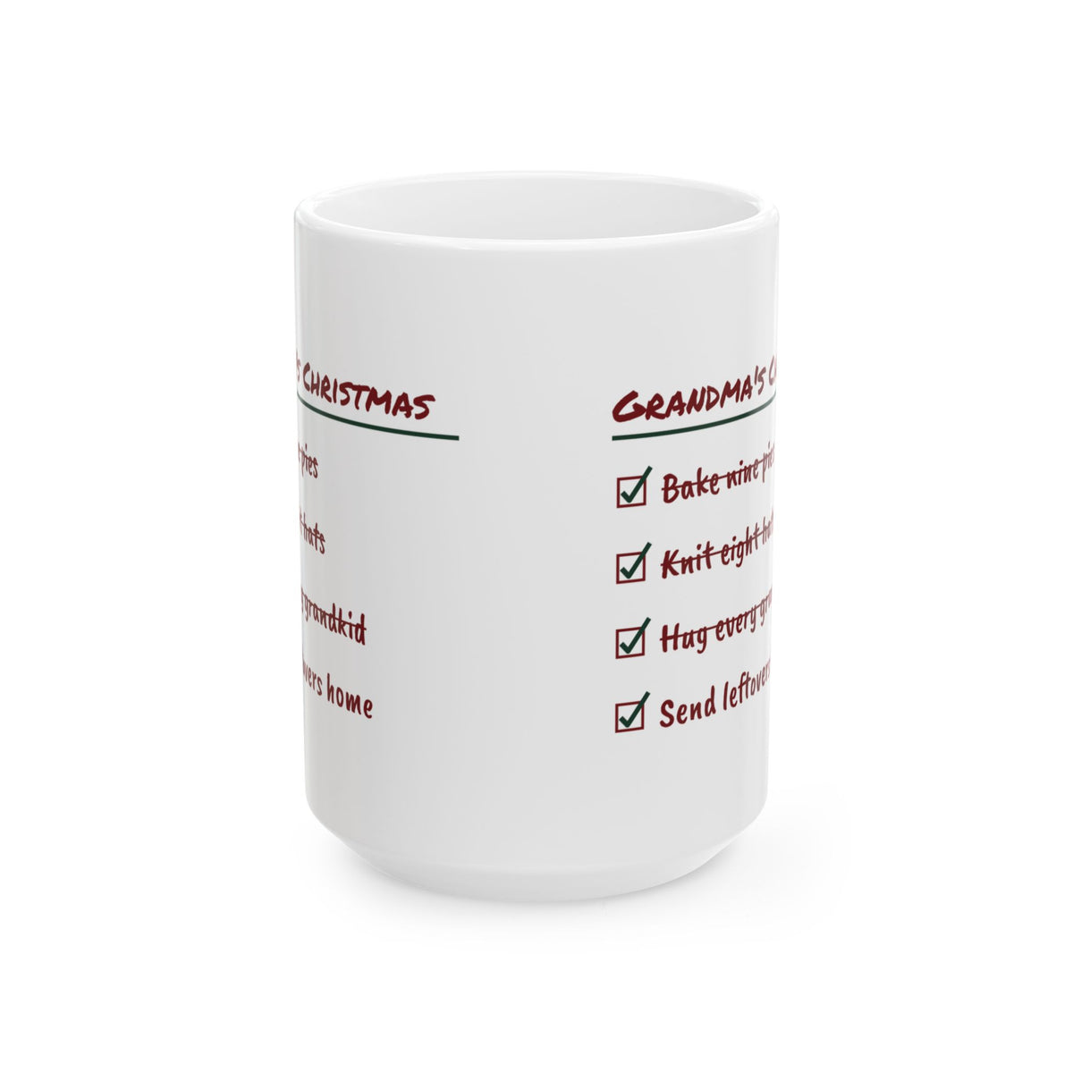 Funny Christmas Grandma Coffee Mug Grandma's Christmas Checklist