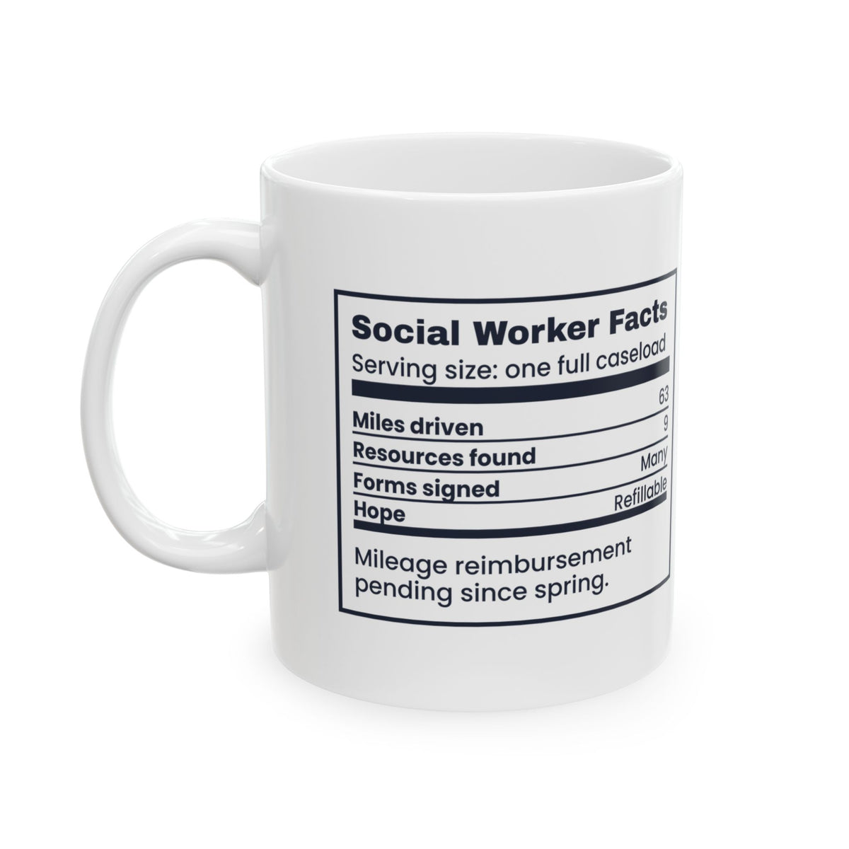 Funny Social Worker Mug Social Worker Facts Miles Driven Hope