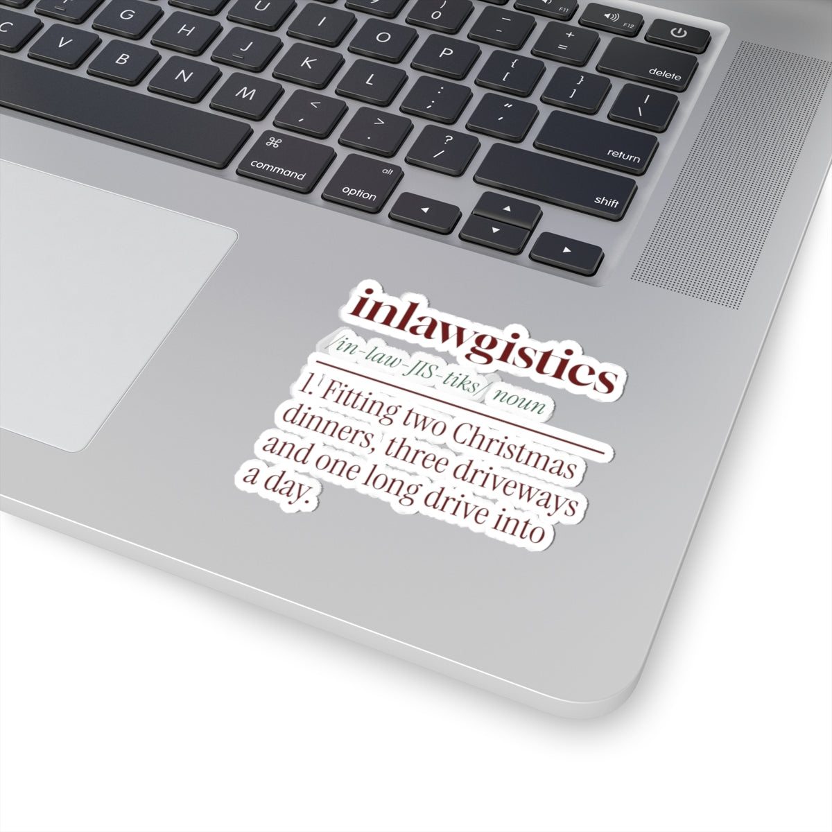 Funny Christmas In-Laws Sticker Inlawgistics Dictionary Definition
