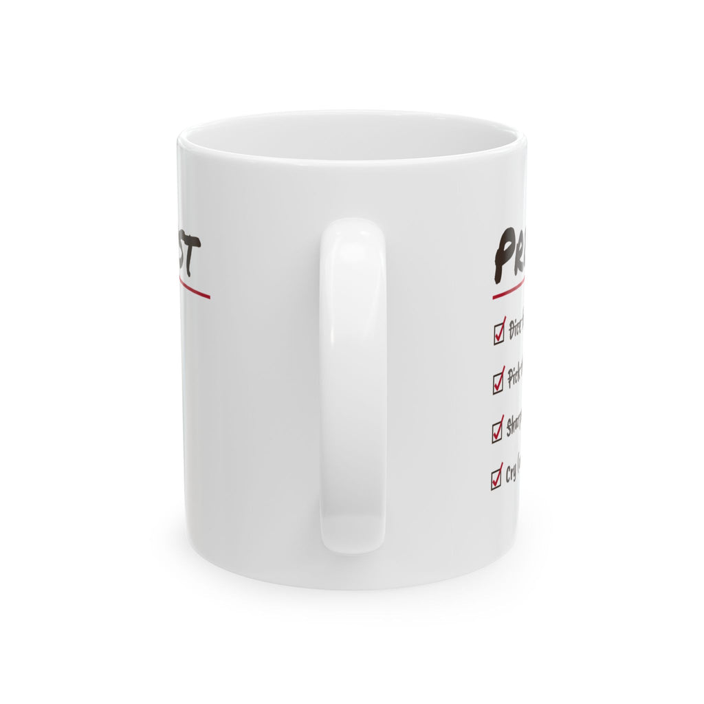 Funny Chef Coffee Mug Prep List Dice Forty Onions