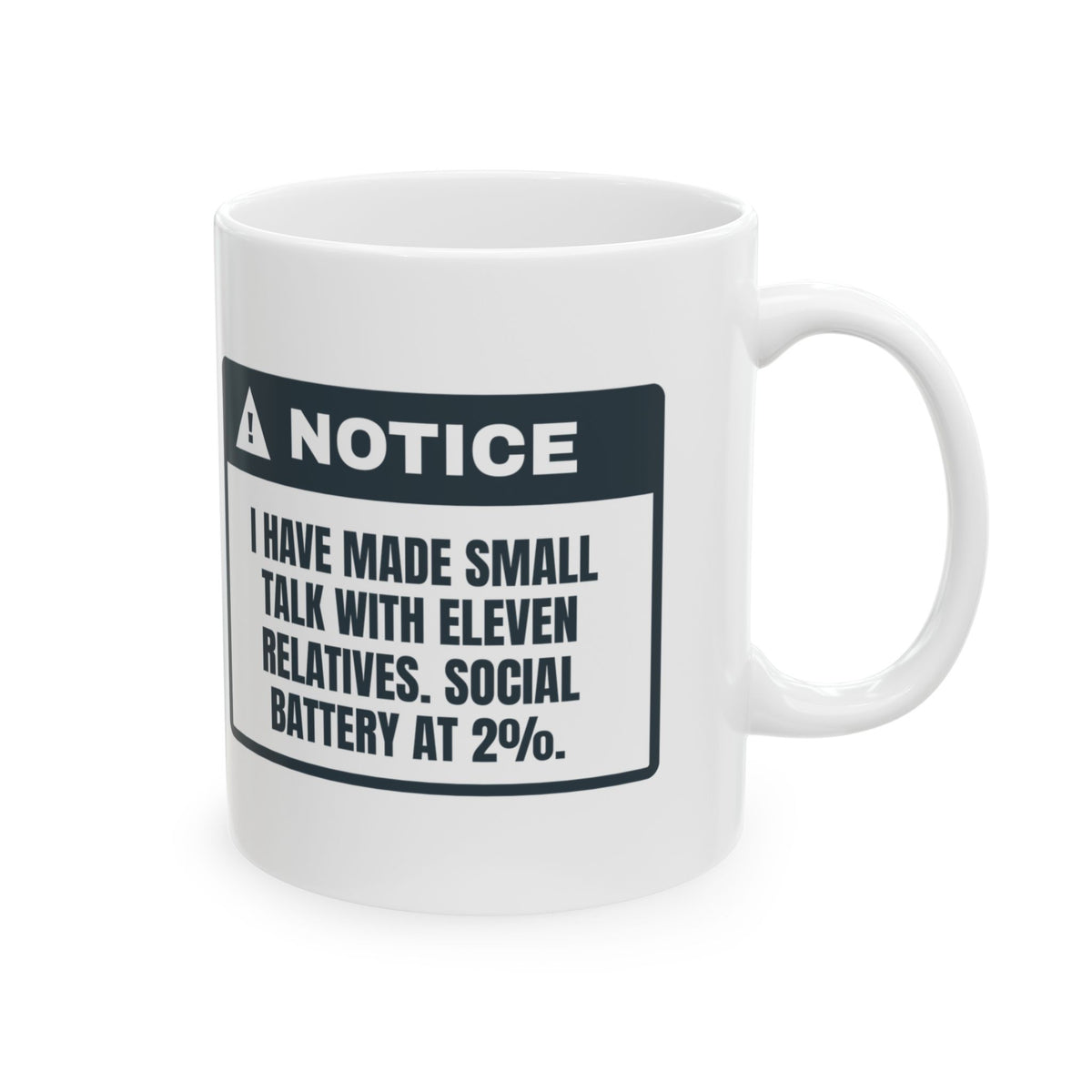 Funny Christmas Coffee Mug Eleven Relatives Social Battery At 2 Percent