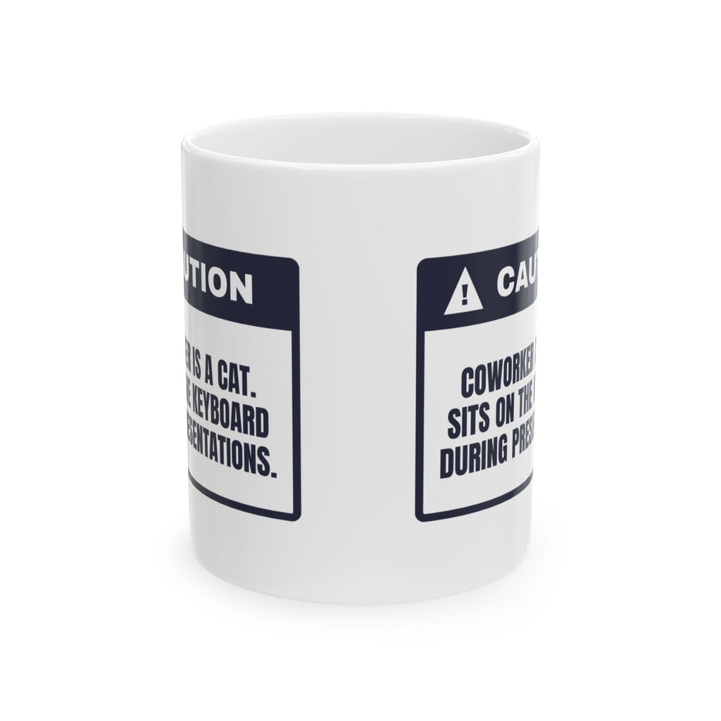 Funny Work From Home Cat Coffee Mug Coworker Sits On Keyboard