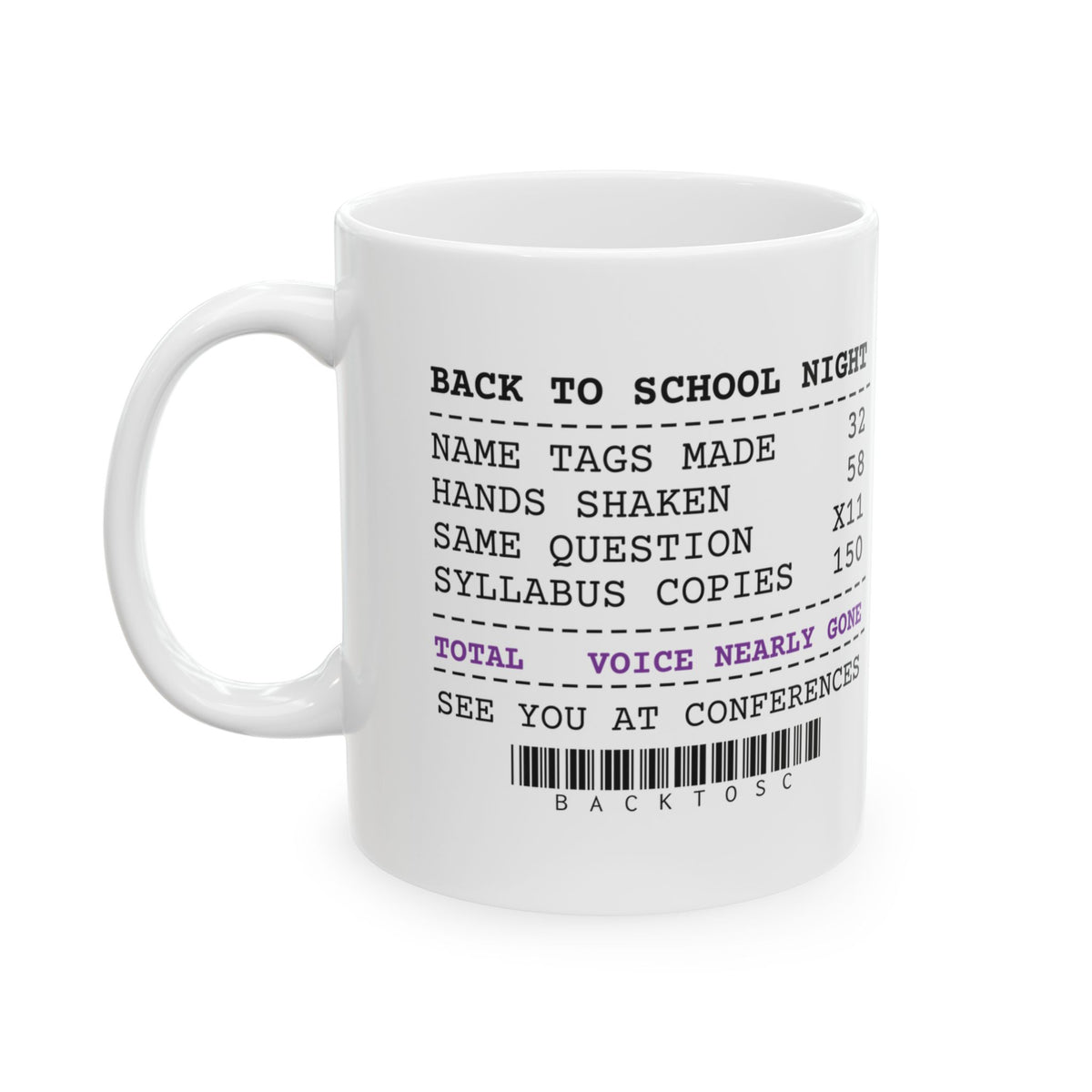 Funny Teacher Coffee Mug Back To School Night Receipt For Teachers