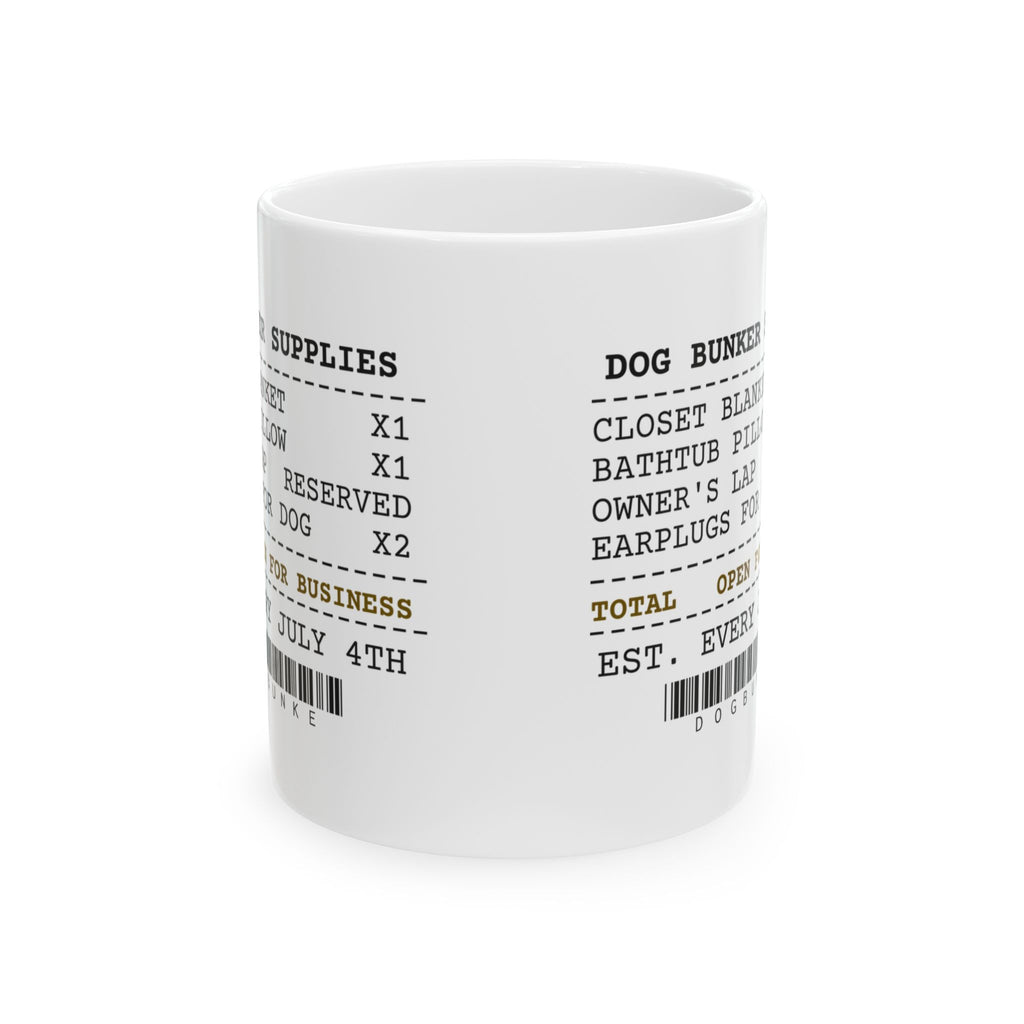 Funny Fireworks Dog Bunker Receipt Coffee Mug Hiding Spots For Owners