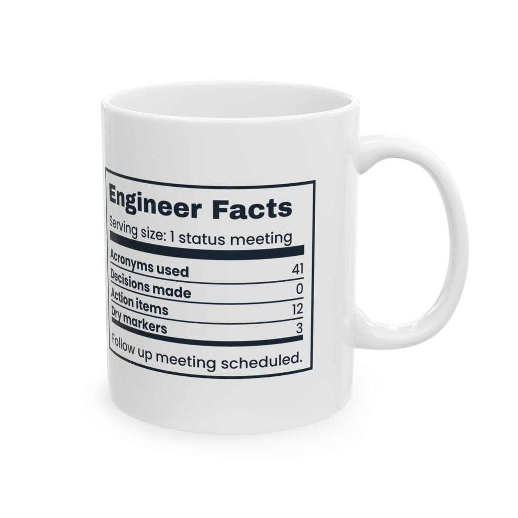 Funny Engineer Coffee Mug Engineer Facts Nutrition Label