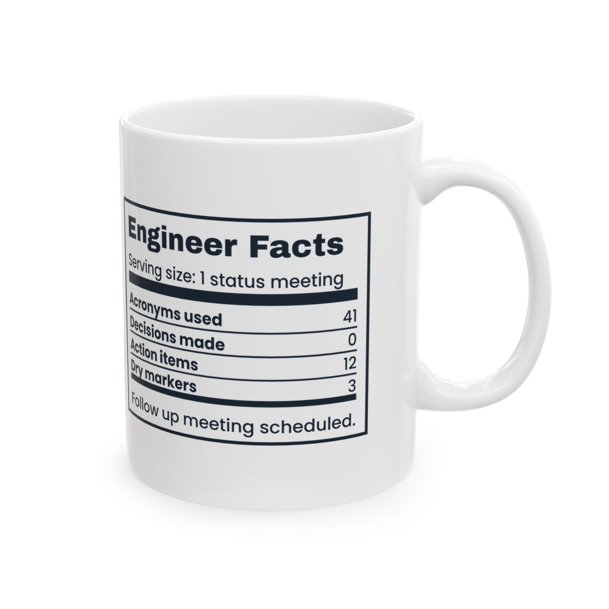 Funny Engineer Coffee Mug Engineer Facts Nutrition Label